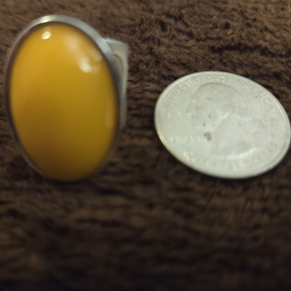 Vintage Jay King Yellow Cabochon Very Unique Sterling Silver 925 Ring  Jewelry - Picture 12 of 16